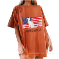 Wholesale High Quality Custom Logo USA printed 100% cotton t-shirts for women girls top